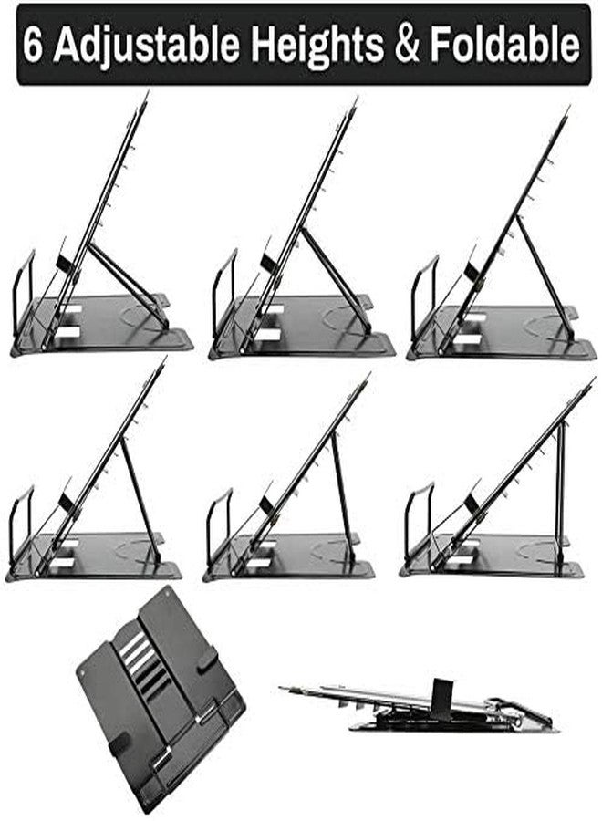 zinley Metal Book Stand Holder | Portable Cookbook Holder,Adjustable Recipes Book Organizer | Book Stands & Holders for Reading Study Foldable Accessories - Image 5